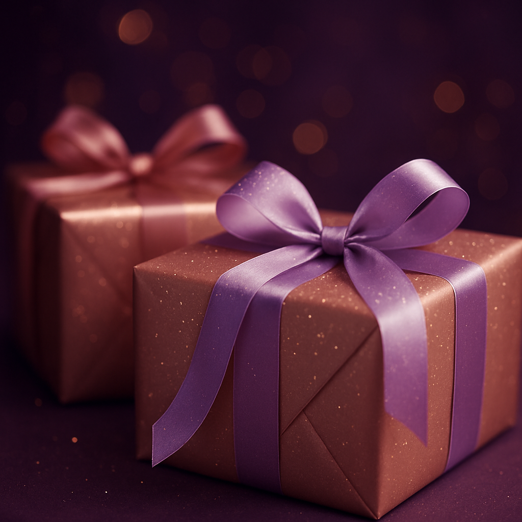 Elegant wrapped gift boxes